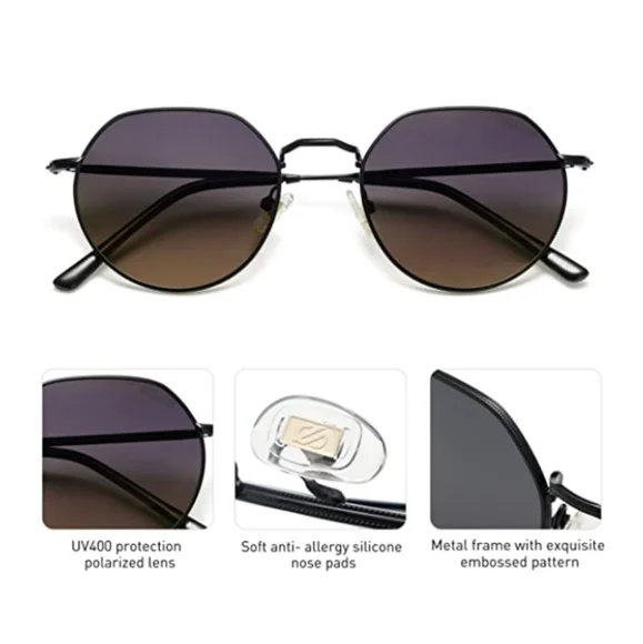 New Round Polygon Polarized Sunglasses for Women Men Retro Classic - Picture 3 of 4
